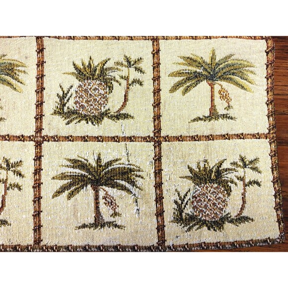 Distressed TAPESTRY Tropical Palm tree And Pineapple Placemats Set of 4 READ - Picture 6 of 6